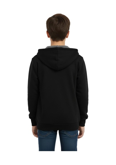Pandonim Siyah Fermuarlı Kapüşonlu Cepli Kız Erkek Sweatshirt Bgl-st05001 Siyah