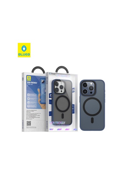 Apple Uyumlu iPhone Blueo 15 Lacivert Frosted Skin Friendly Telefon Kılıf.