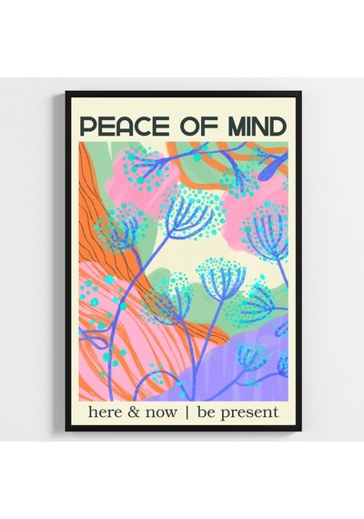 Besay Çiçek Desenli Peace Of Mind Duvar Posteri-estetik Dekoratif A2 Çerçevesiz