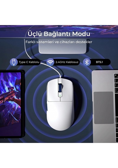 Royal Kludge Rk M30 43g Ultralight Tri-mode Kablosuz Gaming Mouse Standart