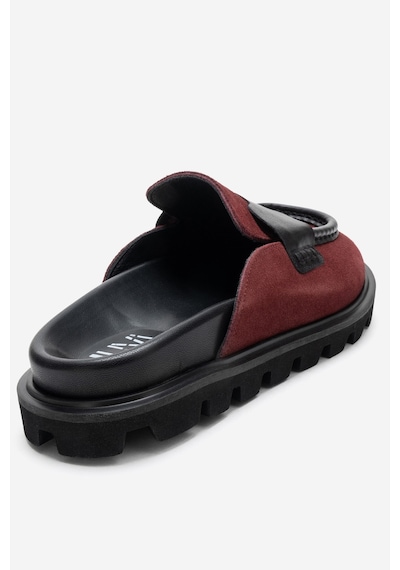 Luvishoes Vela Bordo Süet Hakiki Deri Kadın Terlik Bordo