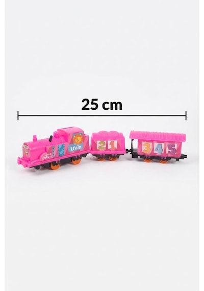 Pembe İstasyonlu Pilli Oyuncak Tren Seti - 26 Parça Hareketli Lokomatif Ve Vagon Seti