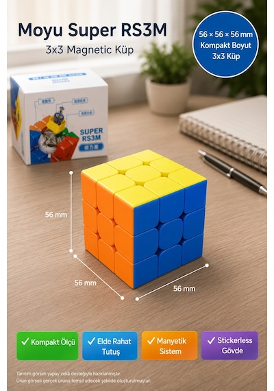 Manyetik 3x3 Zeka Küpü Moyu Super Rs3m Stickerless Speed Cube Hız Küpü Akıcı Dönüş Mf8829 5,6 Cm