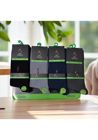 Adg Socks Erkek Uzun Dikişsiz Bambu Çorap 6'lı Ve 12'li Çok Renkli