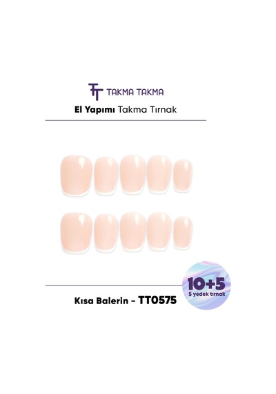 15'li Ten Rengi Kısa Balerin Tt0575 Tekrar Kullanılabilir El Yapımı Protez Takma Tırnak L