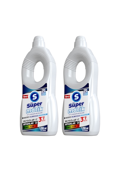 Süpermatik 3'ü 1 Arada %100 Yerli Üretim Sıvı Çamaşır Deterjanı 1500ml 2 Adet 3 L
