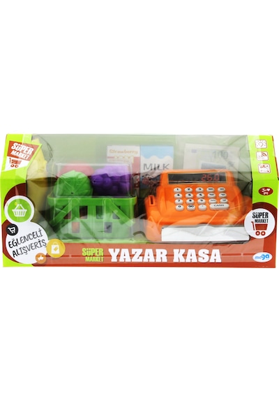 Turuncu Yazar Kasalı Market Seti