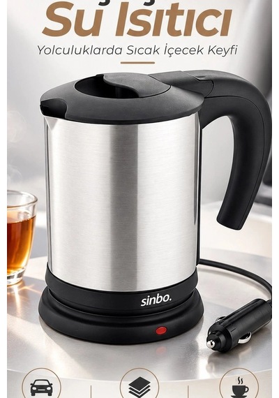 Araç İçi Su Isıtıcı Kettle 12v Çakmaklık Uyumlu Paslanmaz Çelik Termos Kupa Bx-316151