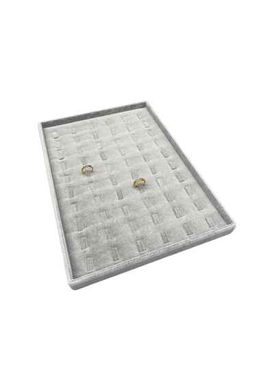 Yerli Üretim Süet Kumaş Gri 34/24 Cm Dikine Tırnaklı Çekmece Ici Yüzük Tablası Çok Renkli