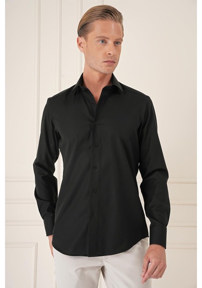 Efor Slim Fit %100 Pamuk Non Iron Kumaş Klasik Siyah Gömlek Gk 735 Siyah Efor Slim Fit %100 Pamuk Non Iron Kumaş Klasik Siyah Gömlek Gk 735 Siyah