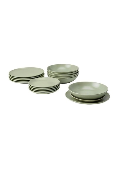 Ikea Fargklar Seramik 6 Kişilik 18 Parça Yemek Takımı 20-26 Cm Yeşil Yuvarlak