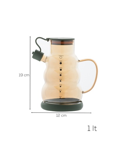 Porsima 3617 Kapaklı Borosilikat Cam Yağlık Sirkelik Yağdanlık 1000ml Yeşil Yeşil