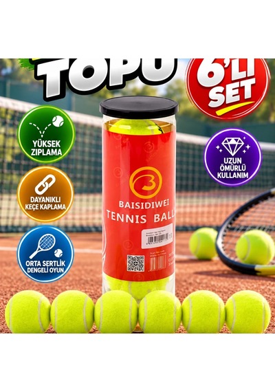 6 Lı Tenis Topu Seti Dengeli Yüksek Zıplama Ve Dayanıklı Keçe Kaplama