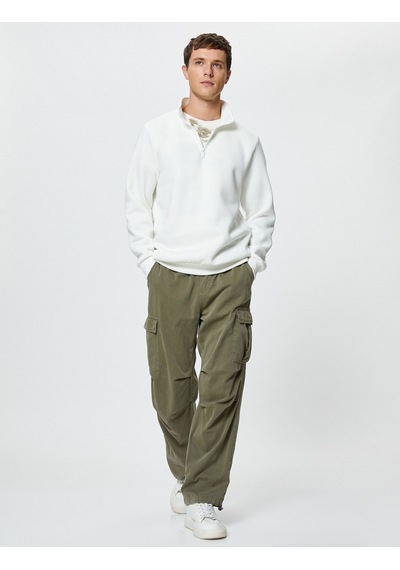 Koton Yarım Fermuarlı Sweatshirt Basic Dik Yaka Ribanalı Uzun Kollu Şardonlu Ekru 4sam70002mk Koton Yarım Fermuarlı Sweatshirt Basic Dik Yaka Ribanalı Uzun Kollu Şardonlu Ekru 4sam70002mk