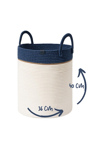 Mavaux Çok Amaçlı, 40cm-36cm Büyük Boy, Yanları Saplı, Sepet, Jüt, Hasır, Dokuma Sepet, Düzenleyici Beyazbambumavi