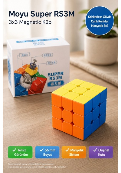 Manyetik 3x3 Zeka Küpü Moyu Super Rs3m Stickerless Speed Cube Hız Küpü Akıcı Dönüş Mf8829 5,6 Cm