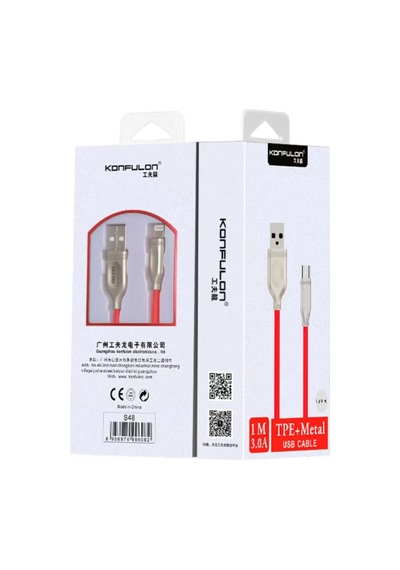 Konfulon S48 Lightning Kablo İphone Uyumlu 1m 3a - Kırmızı