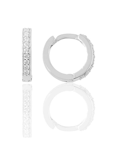 Gümüş Rodyumlu Zirkon Taşlı 10 Mm Halka Küpe Tragus Piercing Helix Kıkırdak Küpesi Genel