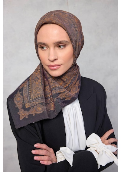 Silk Home Viskon Velora Eşarp Dört Mevsim Koyu Siyah 90x90 Çok Renkli