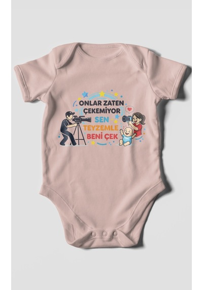 Morivokids Teyzeye Özel Kısa Kollu Bebek Body %100 Pamuk Zbn90-kk Pastel Pembe