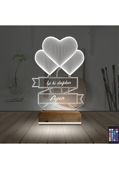 Luvivia Kalp Sevgiliye Hediye Kişiye Özel 3d Lamba - Masa Gece Lambası V2