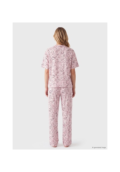 Lcw Dream Pembe Kedi Desenli Kadın Pijama Takım