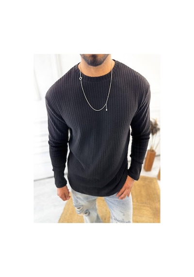 Elku Moda Uzun Kollu Tişört Fitilli Bisiklet Yaka Yumuşak Dokulu Tüylenmez Pamuklu Kazak Sweatshirt Siyah Elku Moda Uzun Kollu Tişört Fitilli Bisiklet Yaka Yumuşak Dokulu Tüylenmez Pamuklu Kazak Sweatshirt Siyah