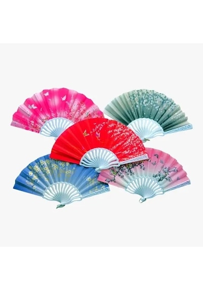 Plastik Kumaş Yelpaze 12 Adet Karışık Renk 66751128