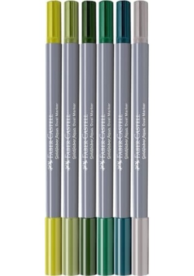 Goldfaber Aqua Çift Uçlu Markör, Kaligrafi, 6'lı Jungle