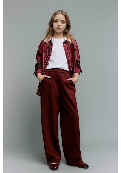 Defacto Kız Çocuk Wide Leg Geniş Paça Pantolon G9114a826spbr210 Bordo-br210