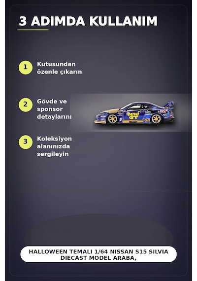 Halloween Temalı 1/64 Nissan S15 Silvia Diecast Model Araba, Koleksiyonluk Parça Bx-313404