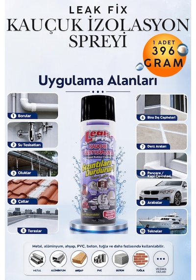396 Gr Siyah Su Yalıtım Sızdırmaz Geçirmez İzolasyon Kauçuk Spreyi Çatı Oluk, Banyo, Boru, Teras Ve Duvar Sızıntı Önleyici Kaplama Sprey Çatlak Kapatıcı Nem, Rutubet Ve Su Kaçağı Tamir Sıvı Kauçuk