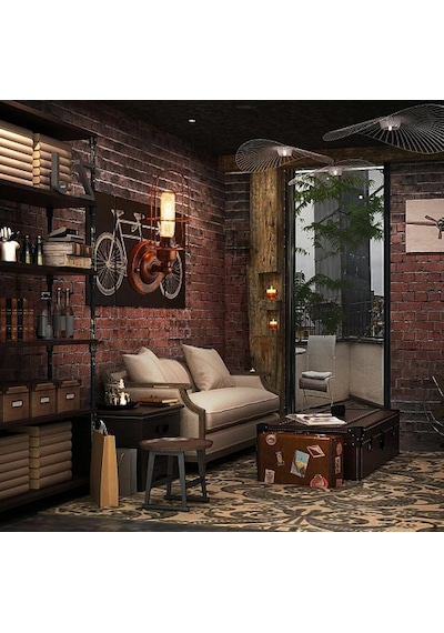 Riolight Bakır Eskitme Retro1,vintage1,rustik1 1xe27 Duylu Tekli Metal Kafes Duvar Aplik Eskitme
