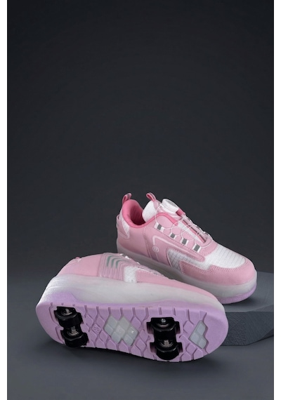 Muggo Flow Çocuk Işıklı Patenli Tekerlekli Sneaker Spor Ayakkabı Pudra