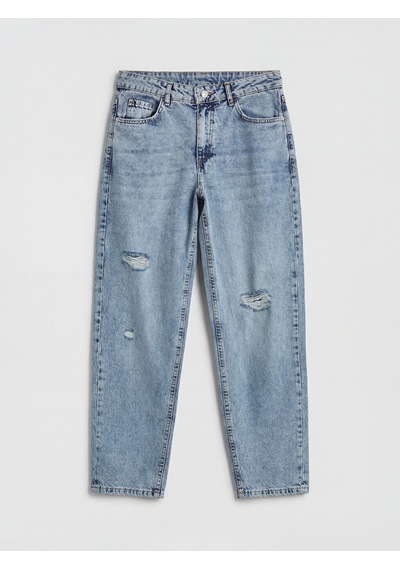 Lcw Jeans İndigo Boyfriend Fit Kadın Yırtık Jean Pantolon