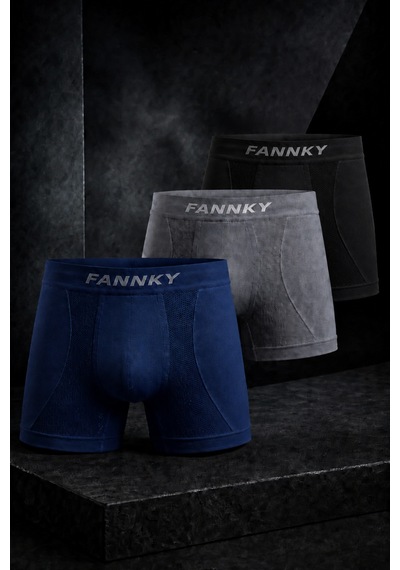 Fit Women Erkek Rahat Esnek Seamless 3 Lü Boxer Füme