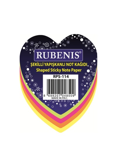 Yapışkanlı Not Kağıdı Kalp Desenli Fosforlu 4 Renk Rps-114