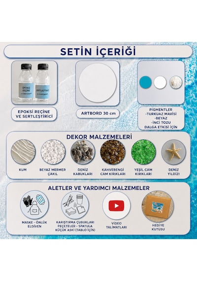 Epoksi Reçine Seti Palmiye , Tropik Deniz Temalı Sanat Ve Hobi Seti, Video Eğitim Dahil, Premium Hediye Kutulu, Epoksi Başlangıç Seti 00008