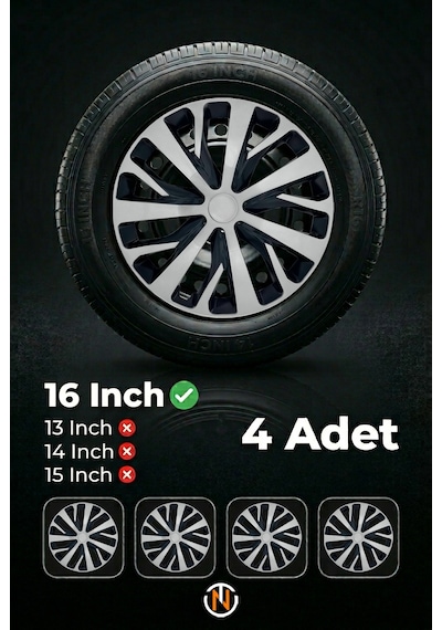 Opel Astra 16 İnç Jant Kapağı Takım Siyah Gri C112