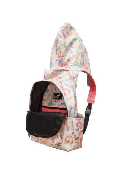 Unisex Su Geçirmez Pastel Leopar Desenli Çıkarılabilir Kapüşonlu Sırt Çantası Çok Renkli