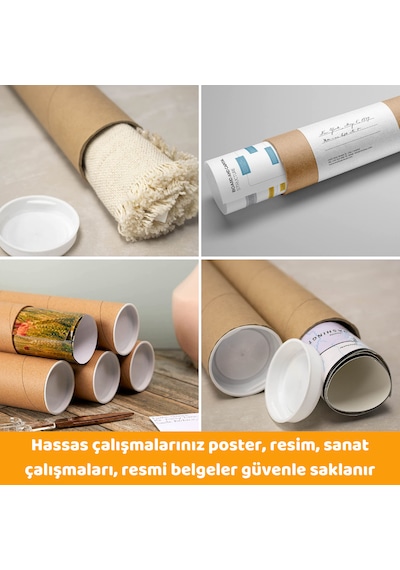 Postüp 5 Adet Kapaklı Silindir Kutu Karton Rulosu 5 Cm X 45 Cm