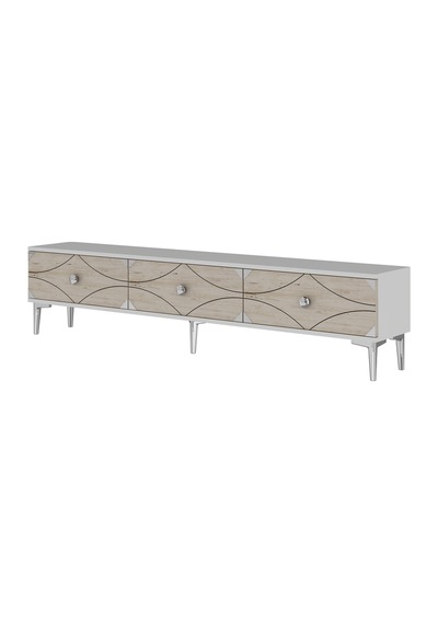 Tsa1897bts Alfa Tv Sehpası Beyaz-traverten-silver 180cm