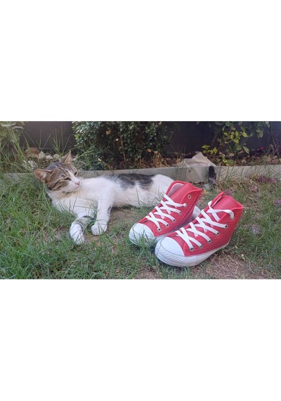 Scarpe Magiche Kırmızı Örmeli Kız Ayakkabısı 31-35 Numara Arası Işıksızdır Kırmızı