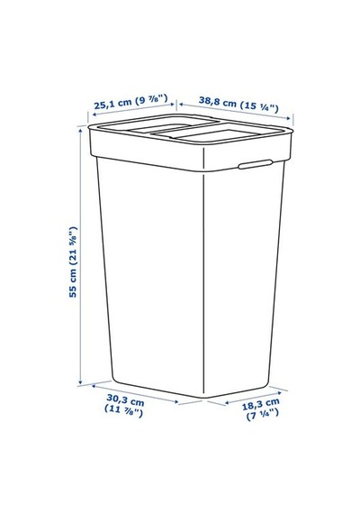 Ikea Hållbar Atık Ayırma Kutusu, Açık Gri, 35 Lt