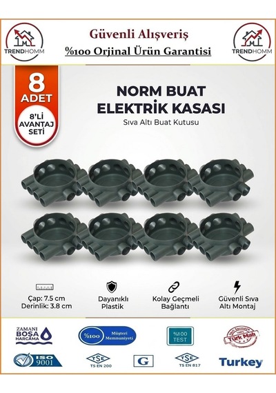 Trendhomm Sıva Altı Norm Buat Kasası - Kapaksız - 8 Adet