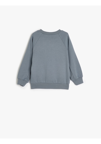 Koton Basic Sweat Uzun Kollu Şardonlu Pamuklu Mavi 5wmb10063tk Mavi