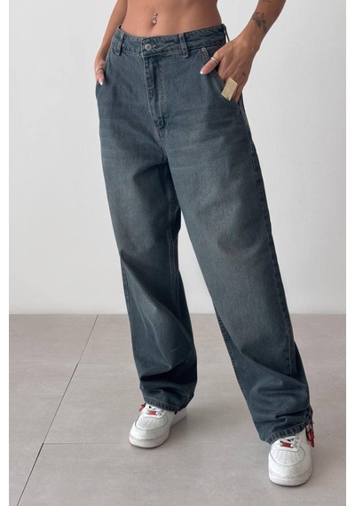 Lacarino 7587 Skater Fıt Kadın Jean Pantolon Green Tint