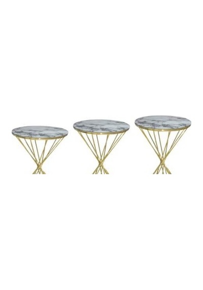 Brc Zigon Rivoli Model Beyaz Mermer Renk Tabla Metal Transmisyon Gold Kaplama Ayak El Yapım