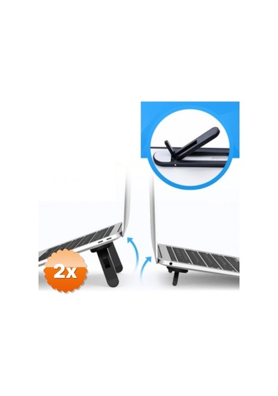 2 Adet Siyah 2 Kademeli Katlanabilir Ve Yapışkanlı Laptop Standı