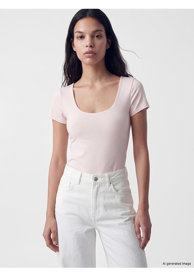 Lcw Vision Pembe U Yaka Kadın Çıtçıtlı Body
